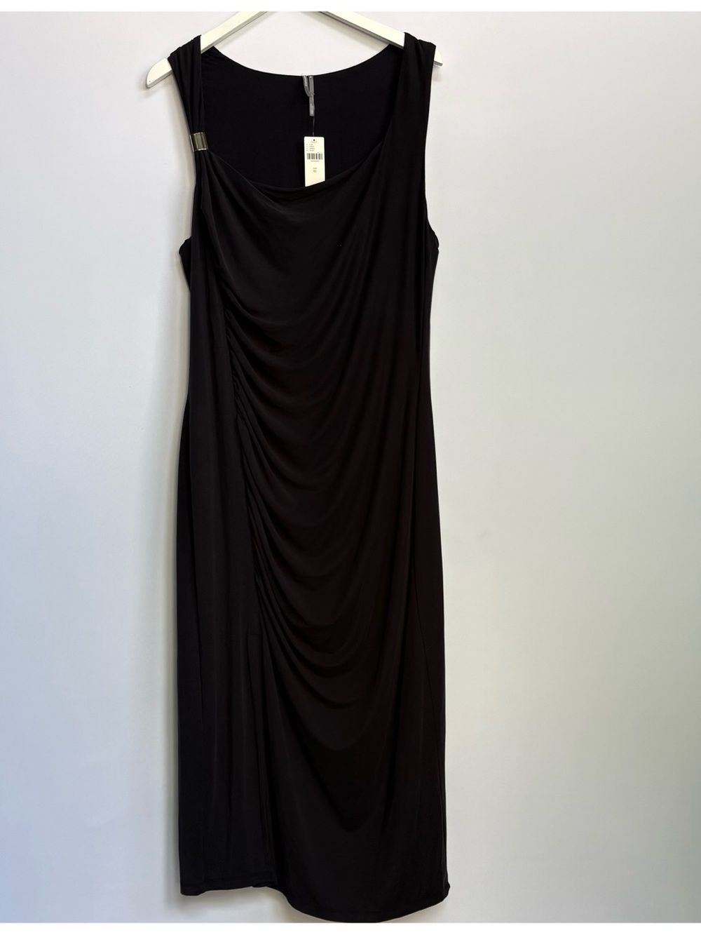 NWT Anthropologie Sleeveless Square-Neck w/ Slit Black Midi Dress, XL - Picture 7 of 12